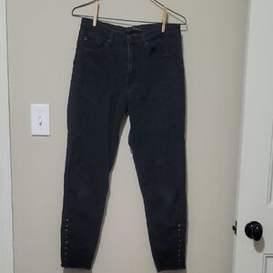 KanCan Dark Navy High-Rise Skinny Jeans with Button Hem